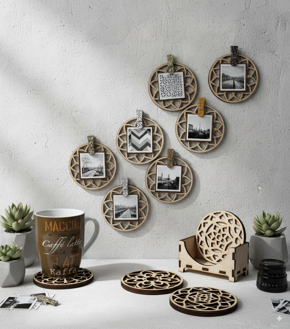 Set de suporturi pentru pahare cu model mandala