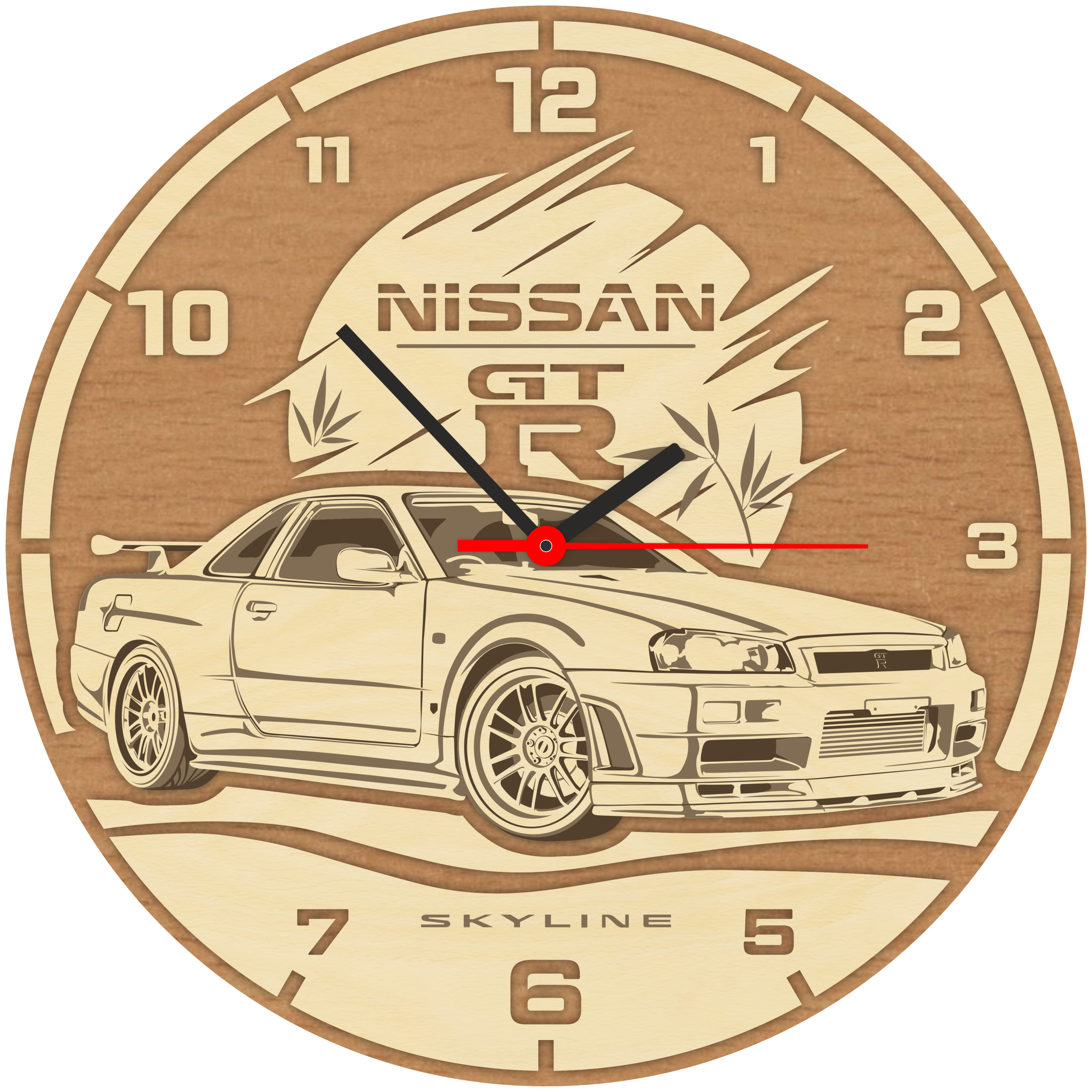 Ceas de perete artizanal, gravat – Nissan Skyline GT-R