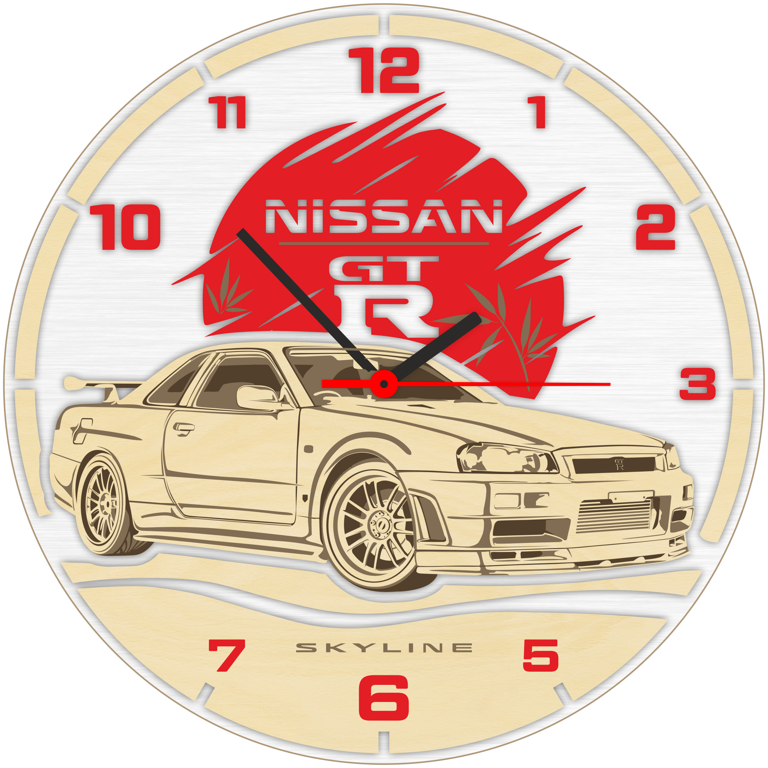 Ceas de perete artizanal, gravat – Nissan Skyline GT-R