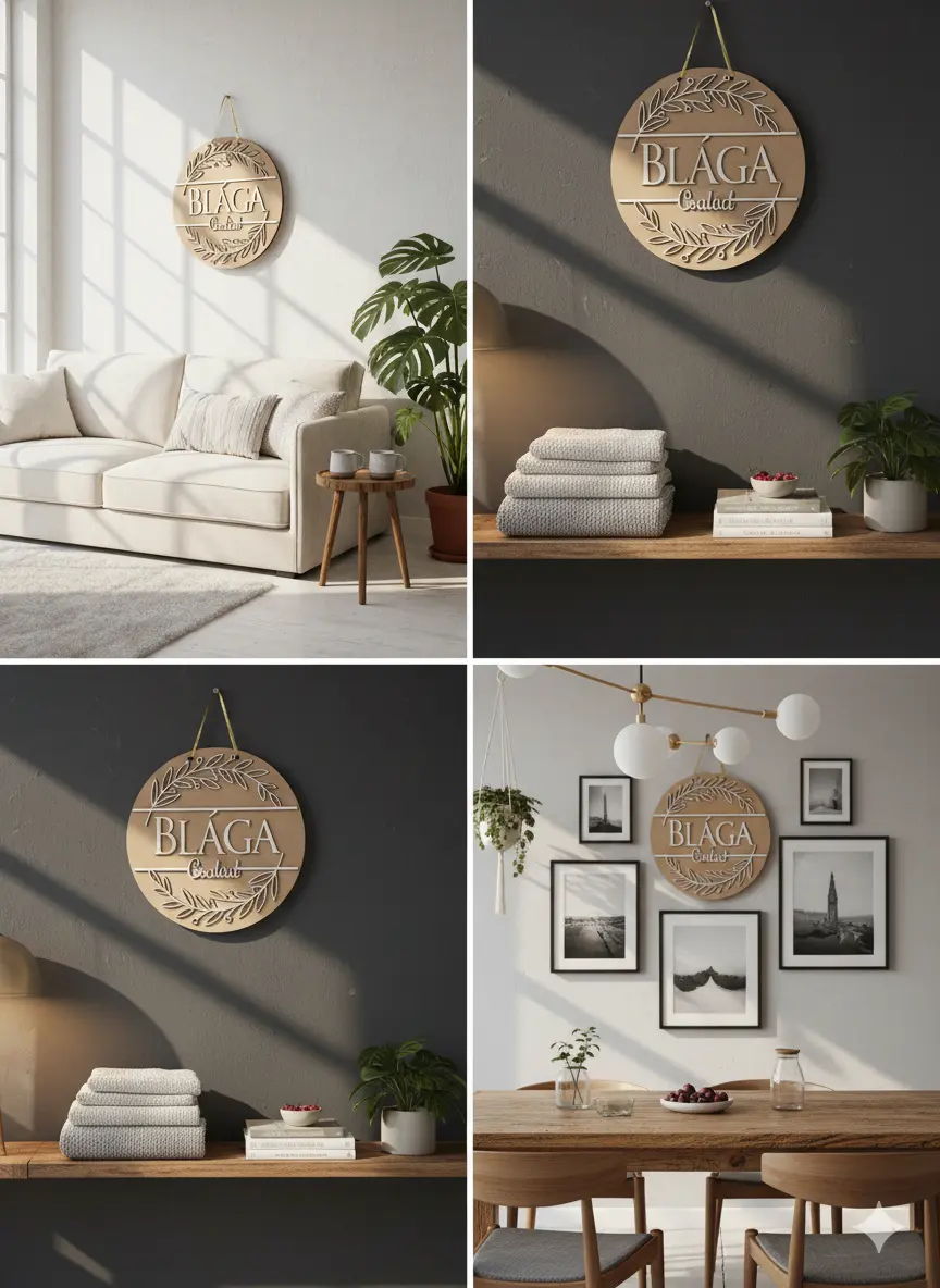 Placă decorativă personalizabilă din lemn – cu numele familiei