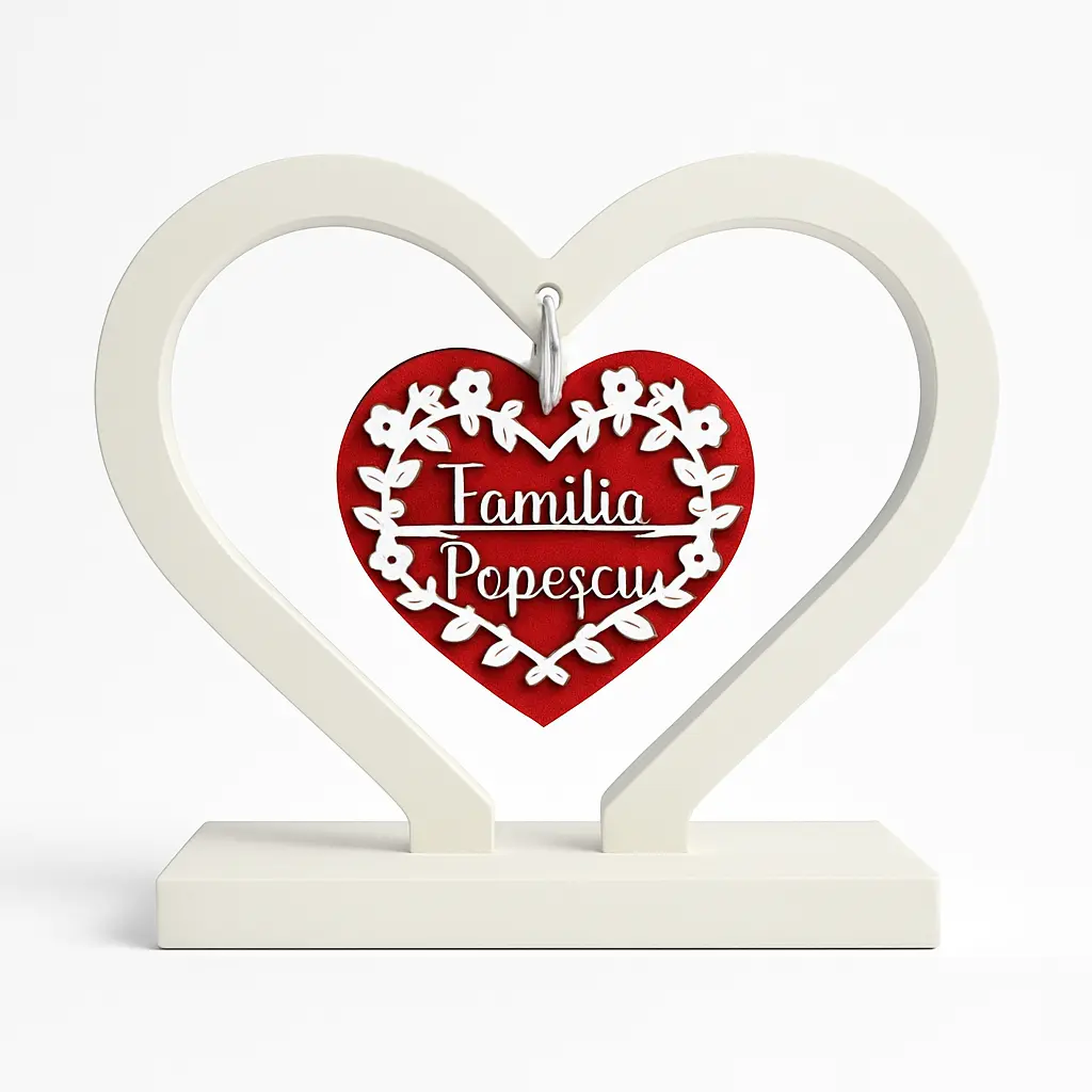 Decorațiune modernă în formă de inimă – cadou personalizabil