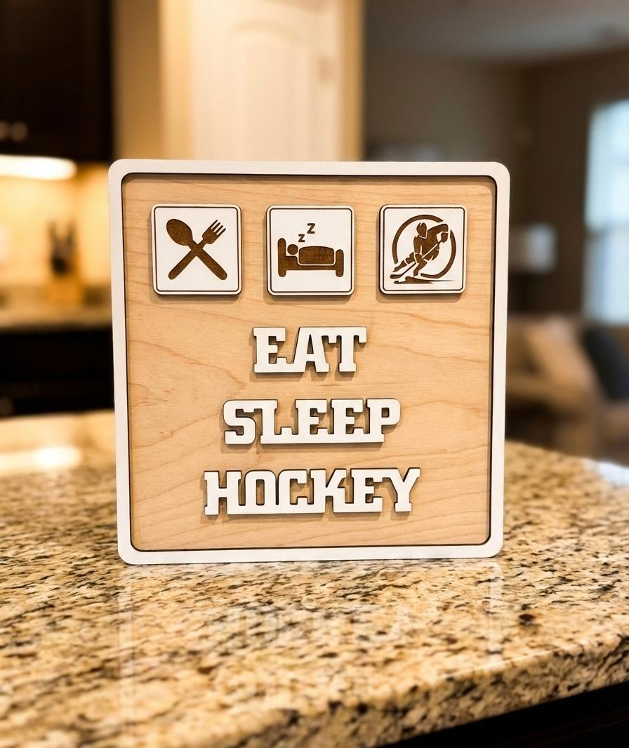 Decorațiune de perete hockey – Eat Sleep Hockey