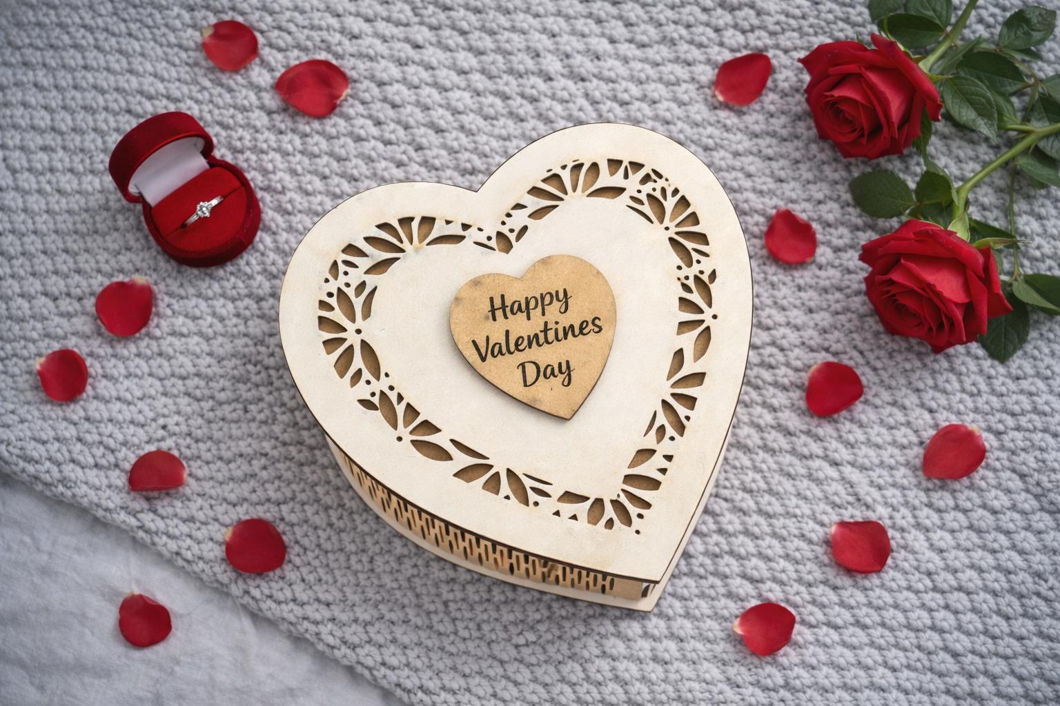 Cutie din lemn în formă de inimă – personalizată