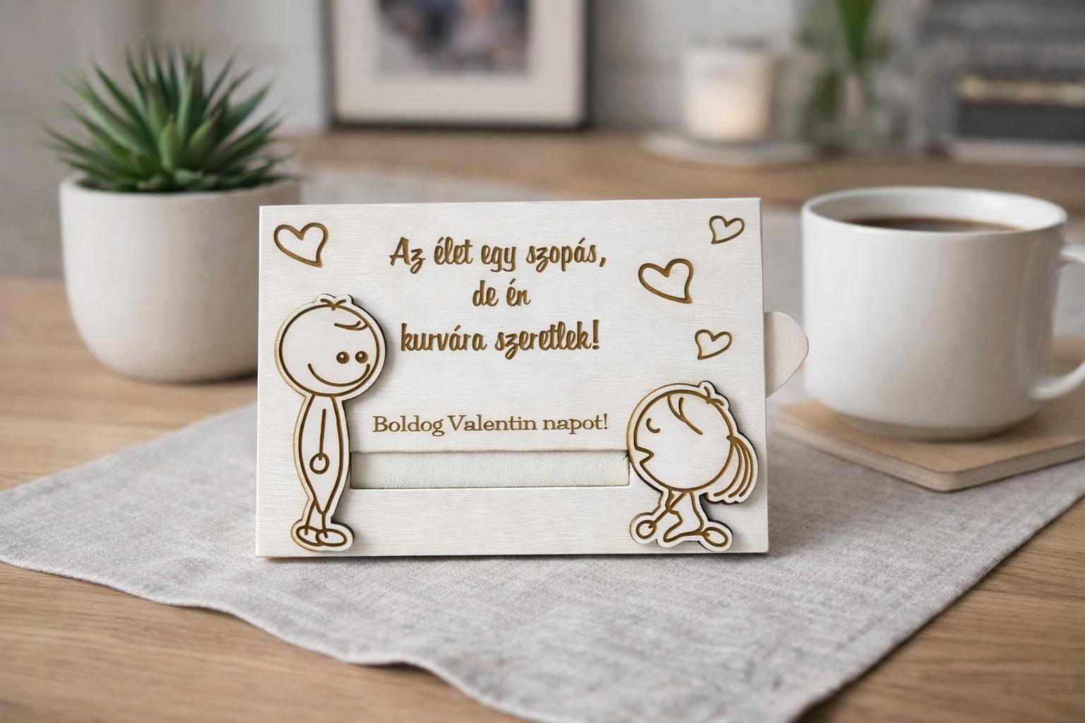 AM01 Humoros Valentin napi ajándék fa kártya